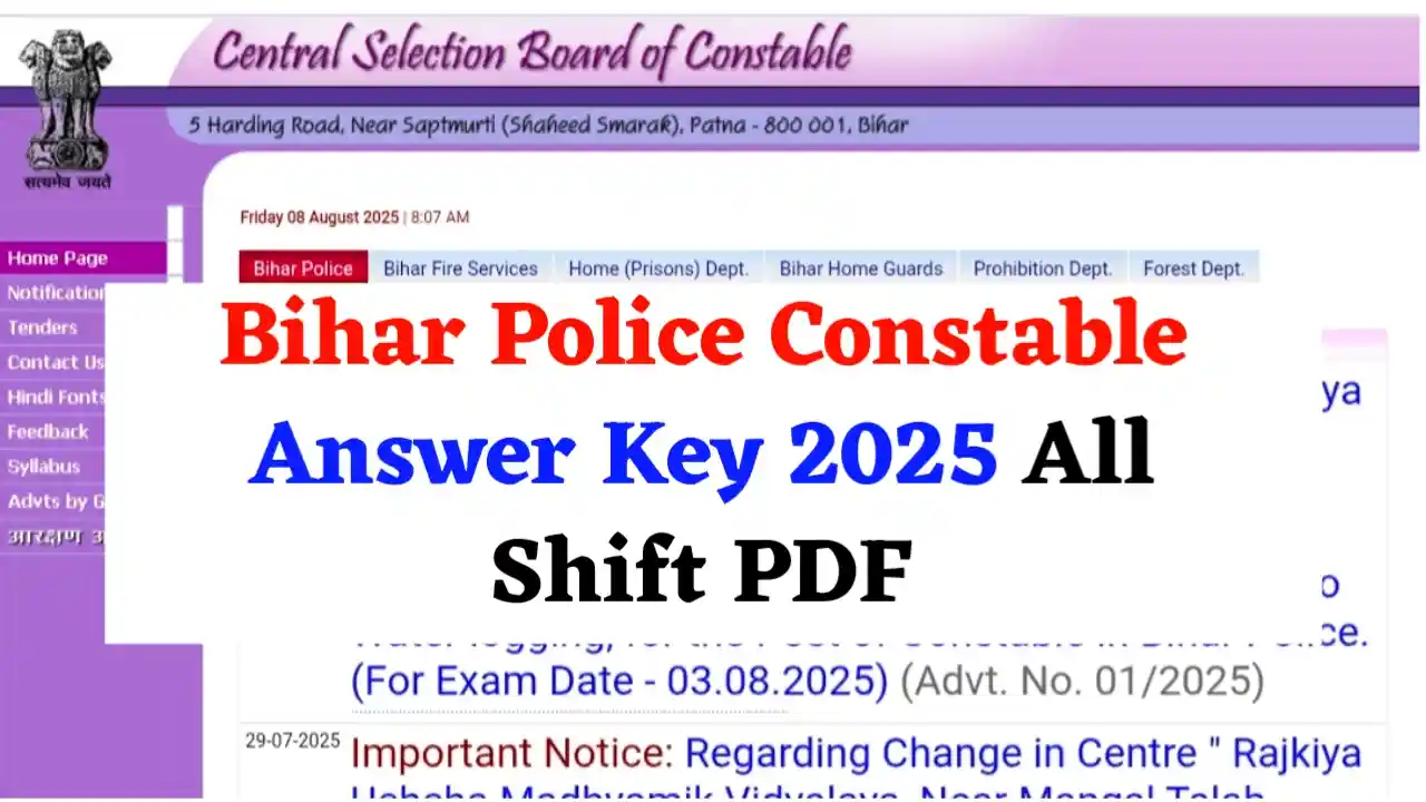 Bihar Police Constable Answer Key 2025