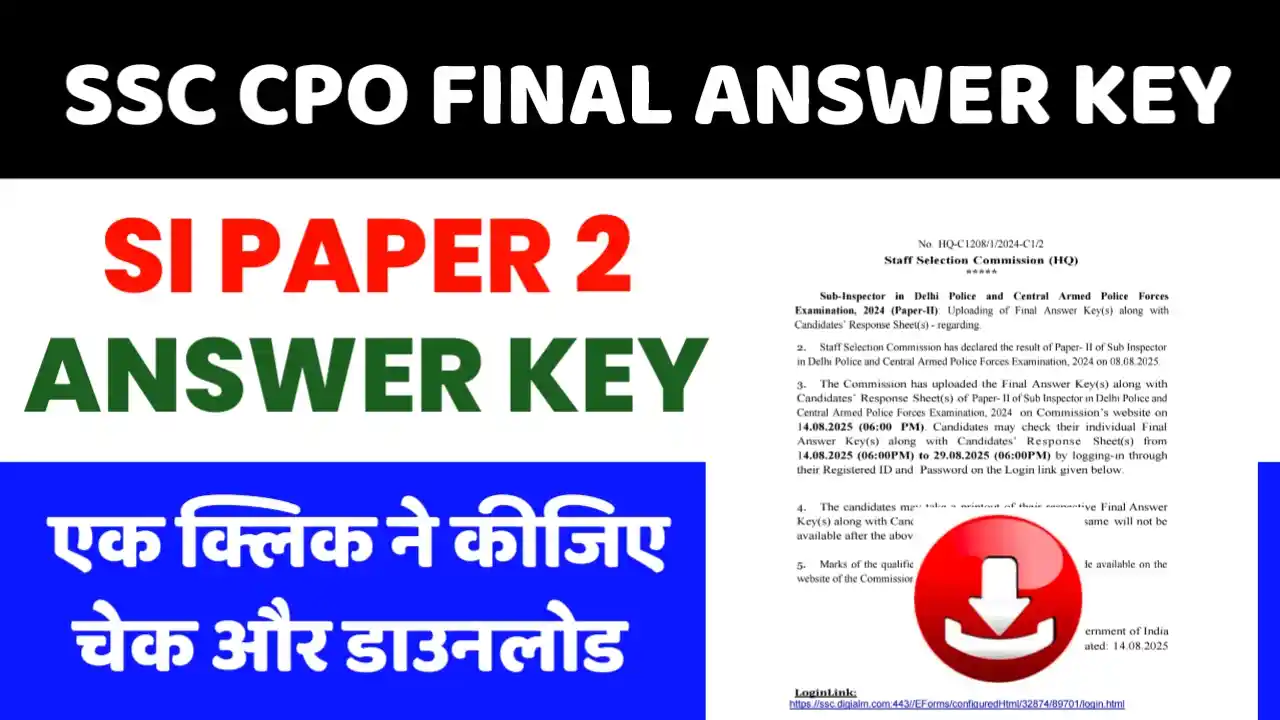 SSC CPO Final Answer Key 2025