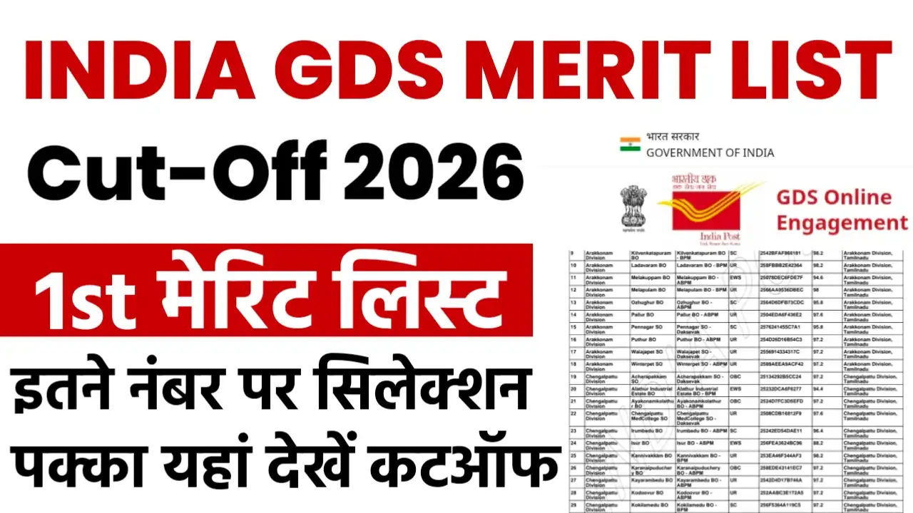 India GDS 1st Merit List Cutoff 2026