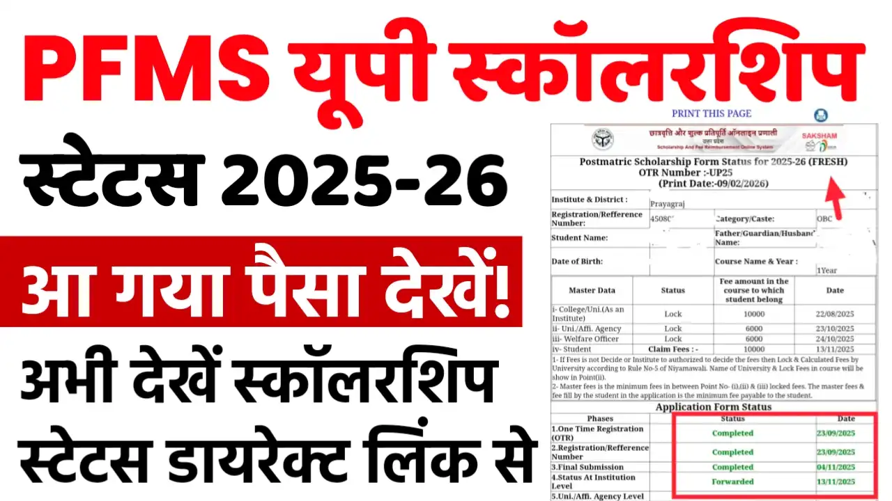 PFMS UP Scholarship Payment Status 2026