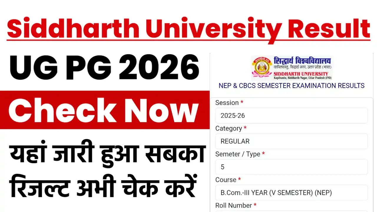 Siddharth University UG PG Result 2026