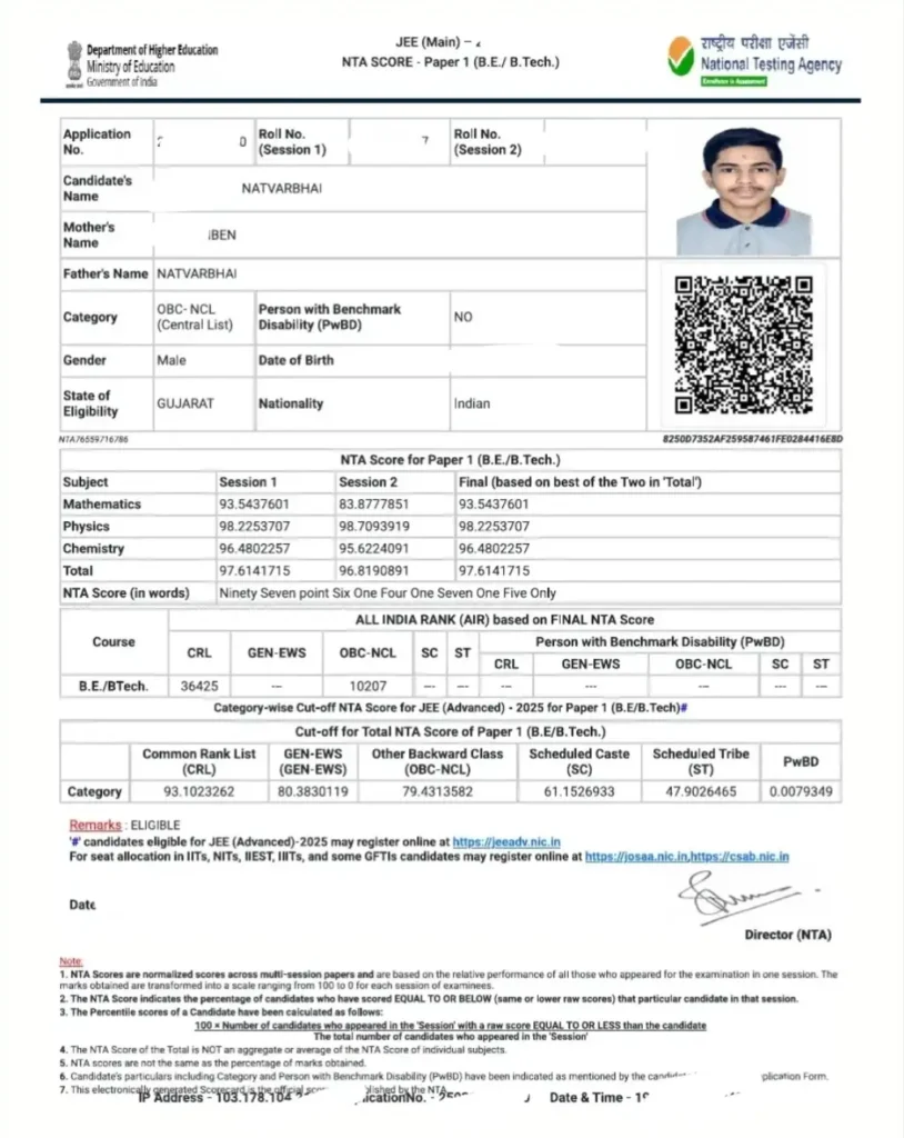JEE Mains Session 2 Result