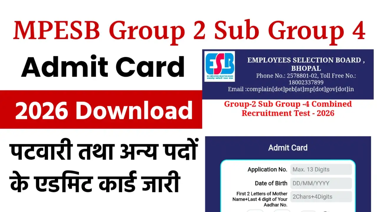 MPESB Group 2 Sub Group 4 Admit Card 2026 Out